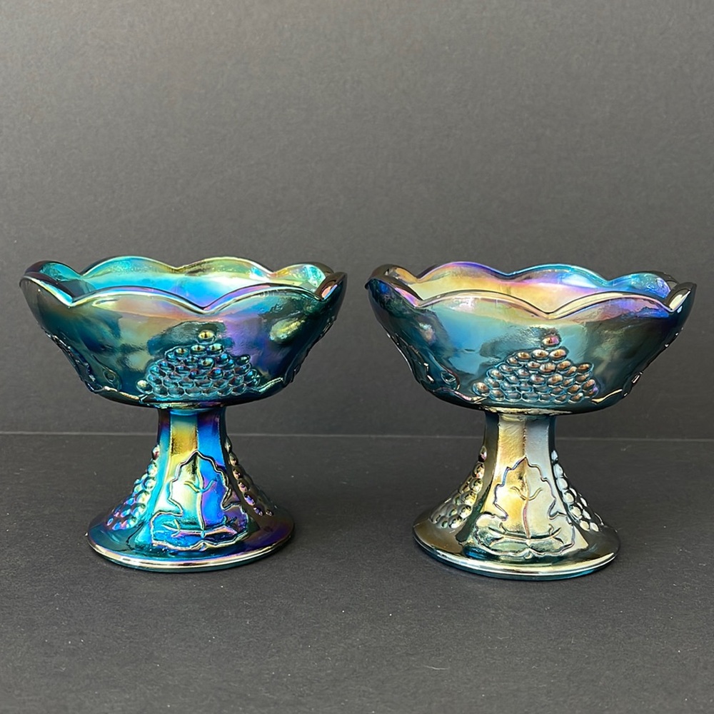 Vintage Carnival Glass Candlestick Holders - Indiana Glass Company (Set of 2)
